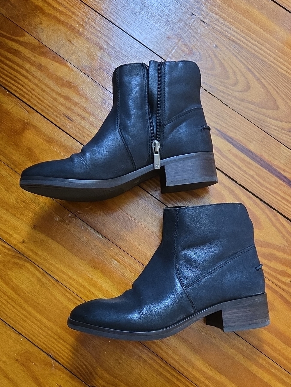 Lucky Brand Black Leather Ankle Boots with Side Zip